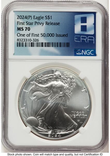 2024-(P) Silver Eagle (Privy Mark) First 50,000 8 Era Label 70 NGC