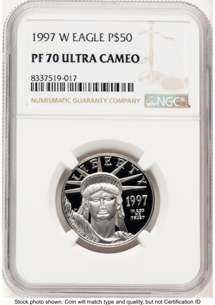 1997-W Proof Platinum Eagle 1/2 oz Brown Label 70 NGC