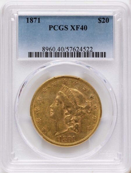 1871 $20 40 PCGS