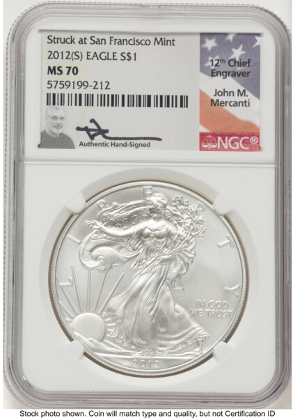 2012-(S) Silver Eagle John Mercanti 70 NGC