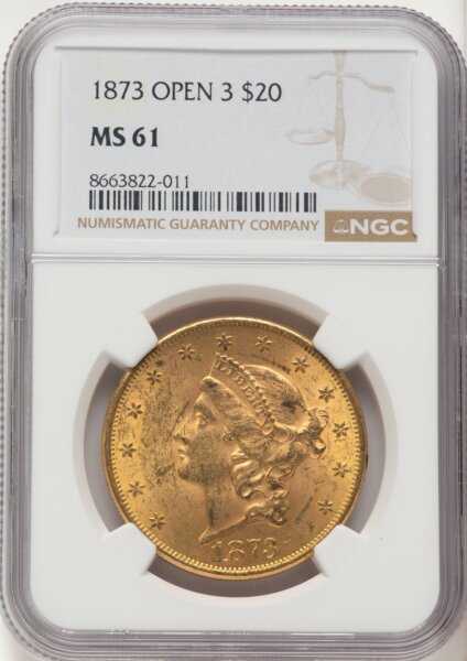 1873 $20 OPEN 3 61 NGC