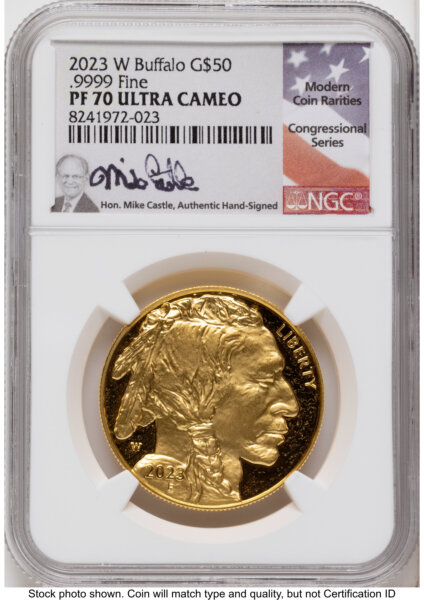 2023-W Proof Gold Buffalo 1 oz Mike Castle 70 NGC