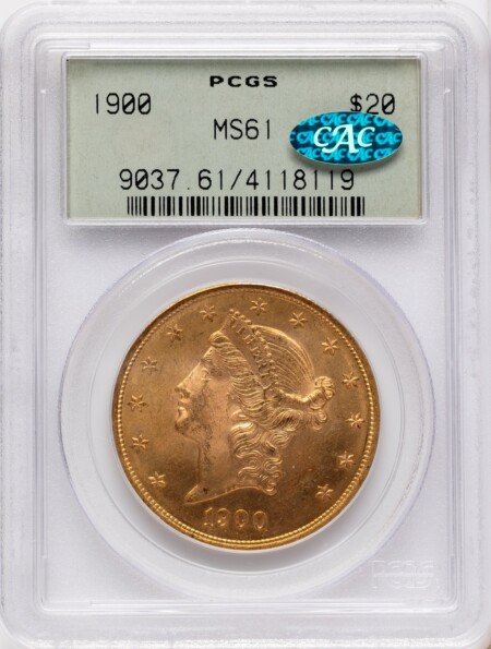 1900 $20 CAC 61 PCGS