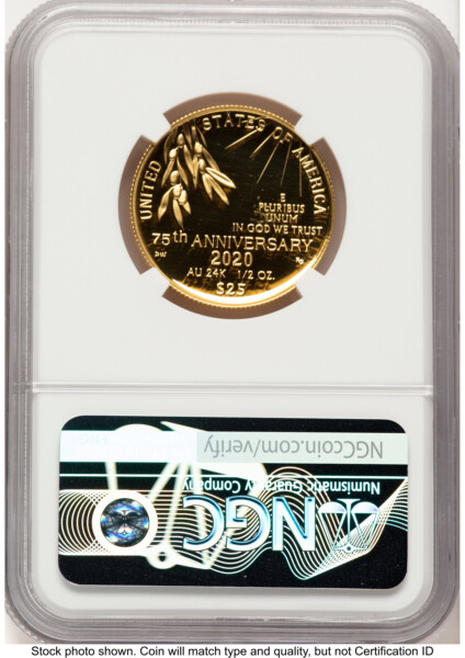 2020-W 1/2 oz Proof Gold End of World War II 75th Anniversary Red Book 70 NGC