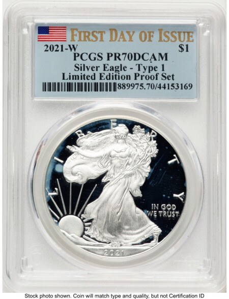 2021-W TY1 Proof Silver Eagle Limited Edition Proof Set 1 oz FDI Flag 70 PCGS