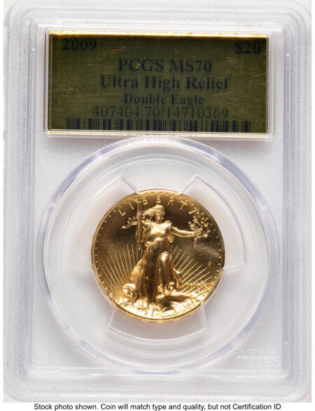 2009 G$20 Ultra High Relief Gold Foil 70 PCGS