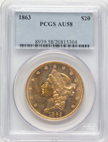 1863 $20 58 PCGS