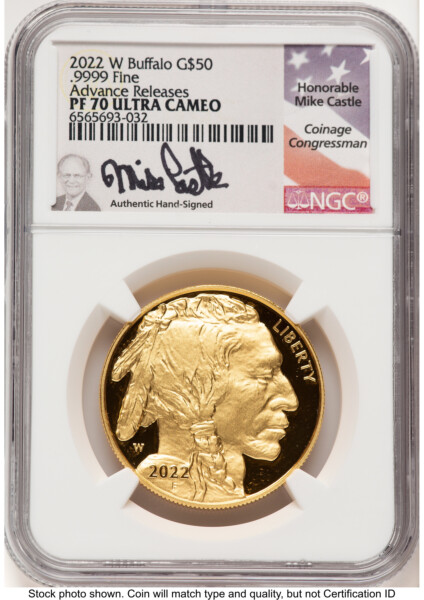 2022-W Proof Gold Buffalo 1 oz AR Mike Castle 70 NGC