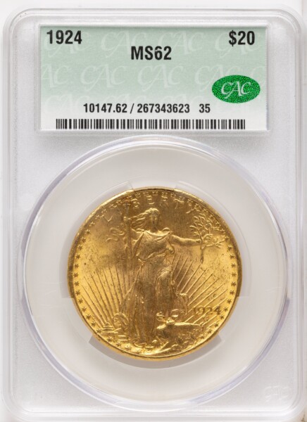 1924 $20 Saint CAC 62 CACG