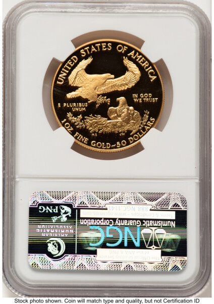 1991-W Proof Gold Eagle 1 oz Brown Label 70 NGC