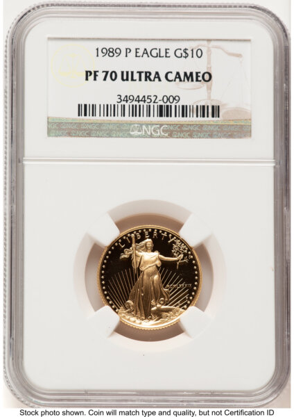 1989-P Proof Gold Eagle 1/4 oz Brown Label 70 NGC