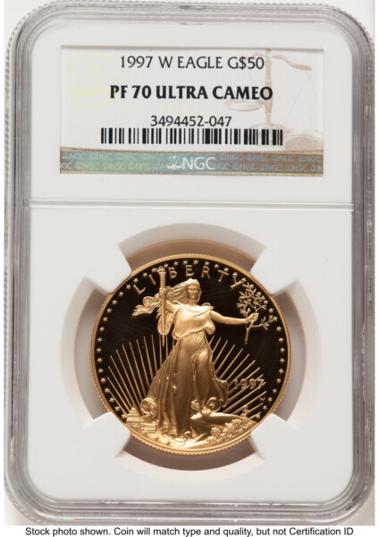 1997-W Proof Gold Eagle 1 oz Brown Label 70 NGC