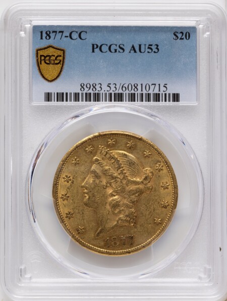 1877-CC $20 PCGS Secure 53 PCGS