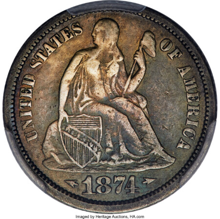 1874-CC 10C F-101 Genuine PCGS Secure 20 Genuine PCGS