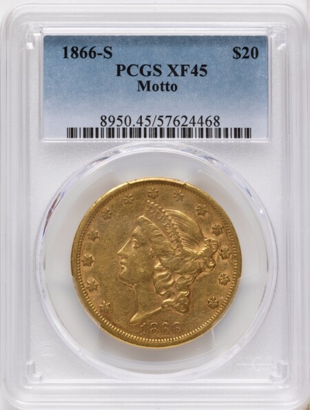 1866-S $20 MOTTO 45 PCGS
