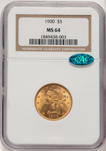 1900 $5 CAC 64 NGC
