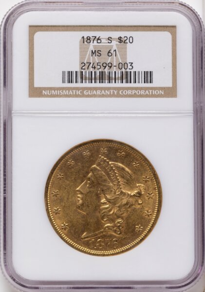 1876-S $20 61 NGC