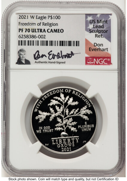 2021-W Proof Platinum Eagle 1 oz Don Everhart 70 NGC