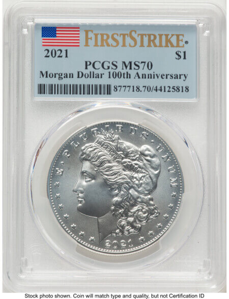 2021 S$1 6 Coin Morgan & Peace Dollar Set, MS FS Flag 70 PCGS