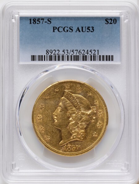 1857-S $20 53 PCGS