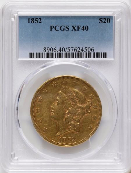 1852 $20 40 PCGS