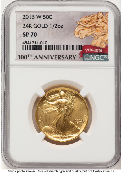 2016-W 50C Walking Liberty 100th Anniversary Gold Centennial  100th Anniversary 70 NGC