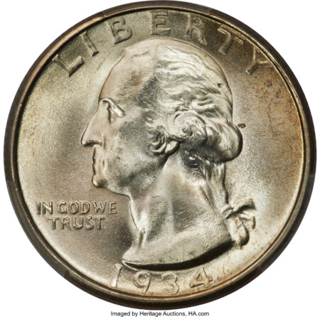 1934-D 25C Medium Motto 67 PCGS