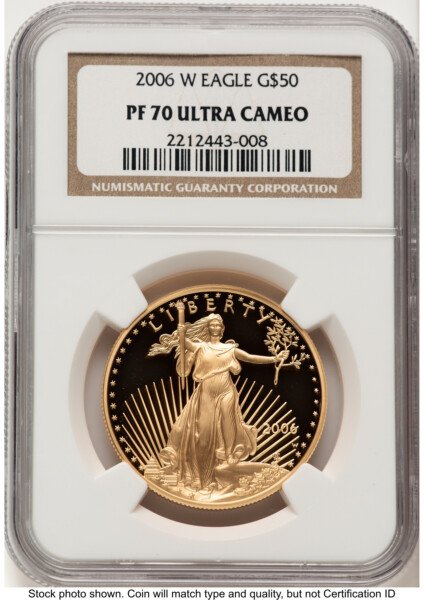 2006-W Proof Gold Eagle 1 oz Brown Label 70 NGC