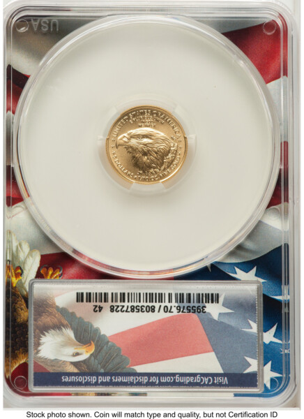 2026 Gold Eagle 1/10 oz First Day of Delivery Ron Drzewucki Flag Core 70 CACG
