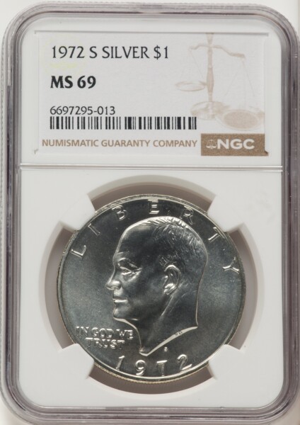 1972-S S$1 SILVER 69 NGC