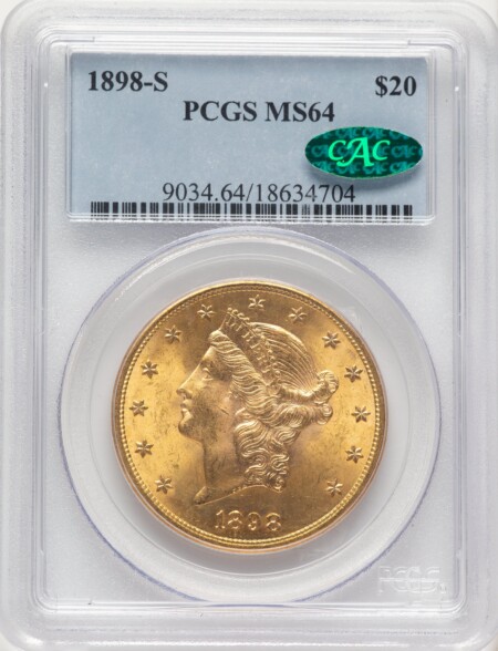 1898-S $20 CAC 64 PCGS