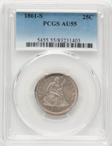 1861-S 25C 55 PCGS