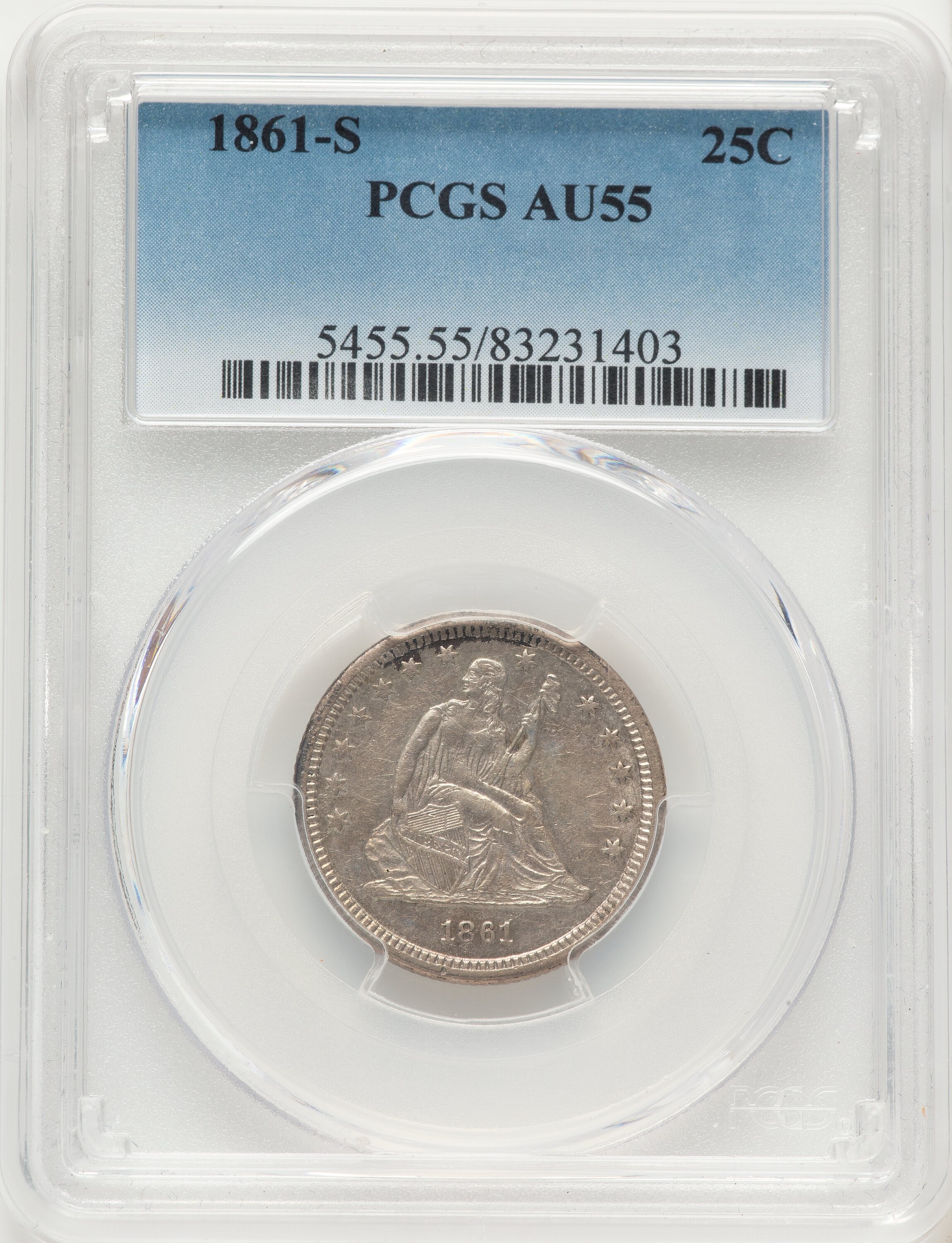 1861-S 25C 55 PCGS