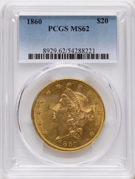 1860 $20 62 PCGS