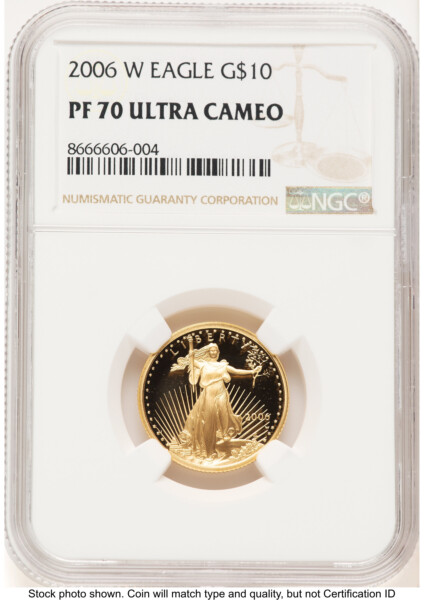 2006-W Proof Gold Eagle 1/4 oz Brown Label 70 NGC