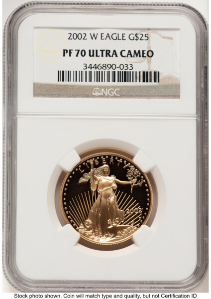 2002-W Proof Gold Eagle 1/2 oz Brown Label 70 NGC