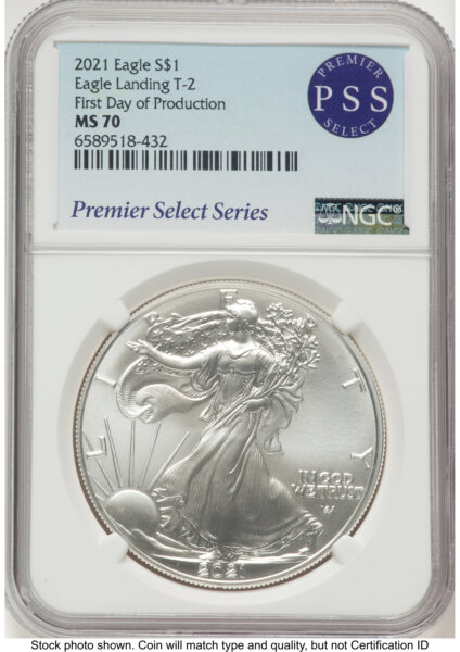 2021 Silver Eagle Type 2 Premier Select Series First Day of Production 70 NGC