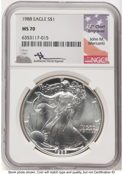 1988 Silver Eagle John Mercanti 70 NGC