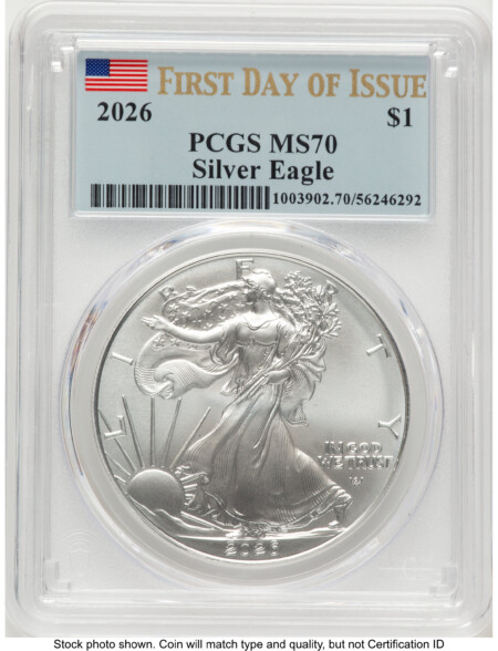 2026 Silver Eagle FDI Flag 70 PCGS
