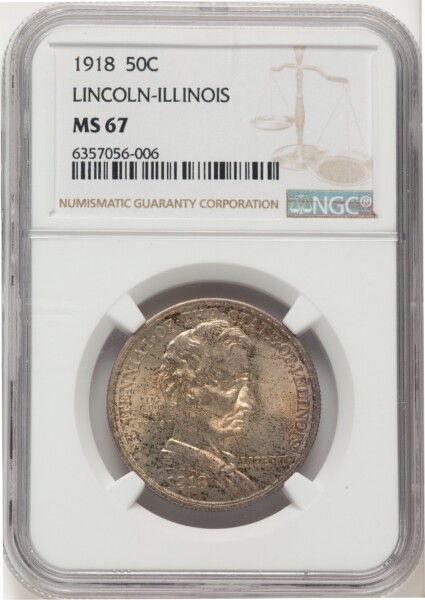 1918 50C Lincoln, MS 67 NGC