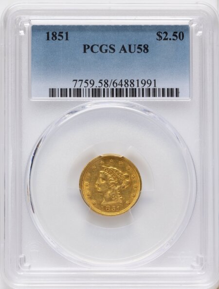 1851 $2 1/2 58 PCGS