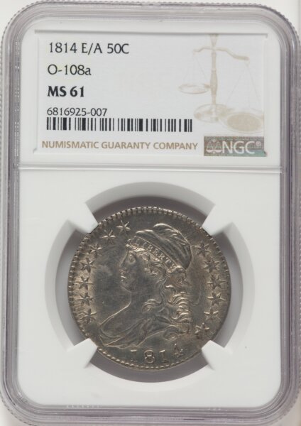 1814 50C E/A in STATAS O-108a, MS 61 NGC