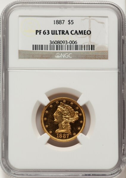 1887 $5, DC 63 NGC