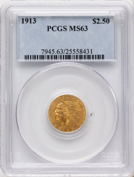 1913 $2 1/2 63 PCGS