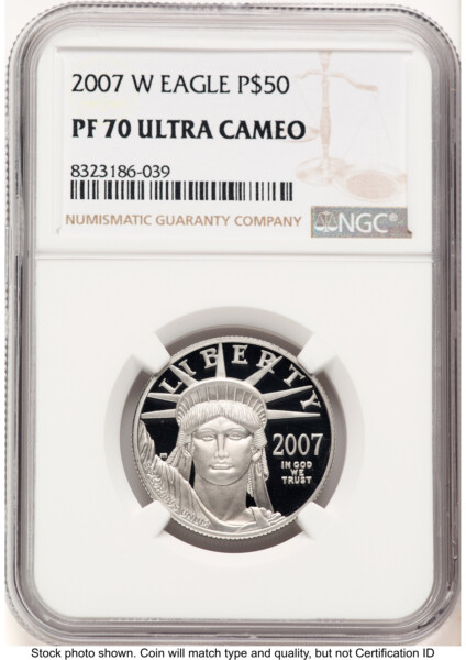 2007-W Proof Platinum Eagle 1/2 oz Brown Label 70 NGC