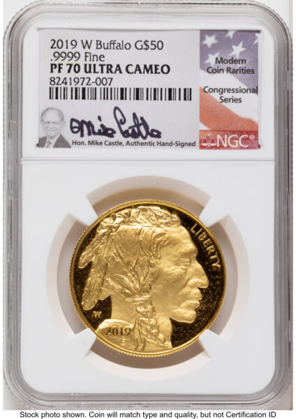 2019-W Proof Gold Buffalo 1 oz Mike Castle 70 NGC