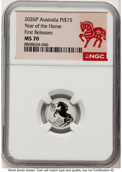 2026 Platinum Perth Lunar Horse 1/10 oz FR Horse Label 70 NGC