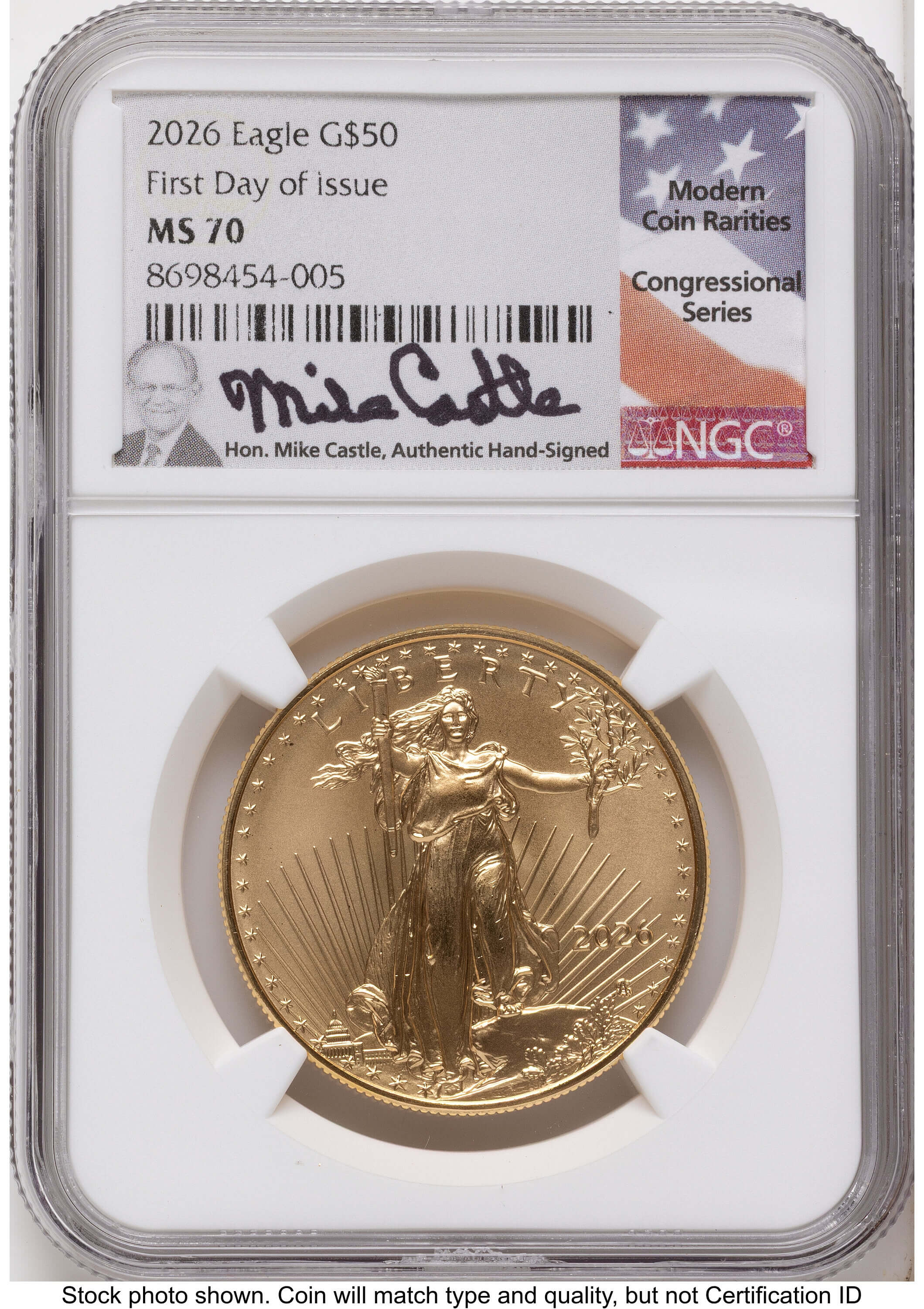 2026 Gold Eagle 1 oz FDI Mike Castle Congressional Series 70 NGC