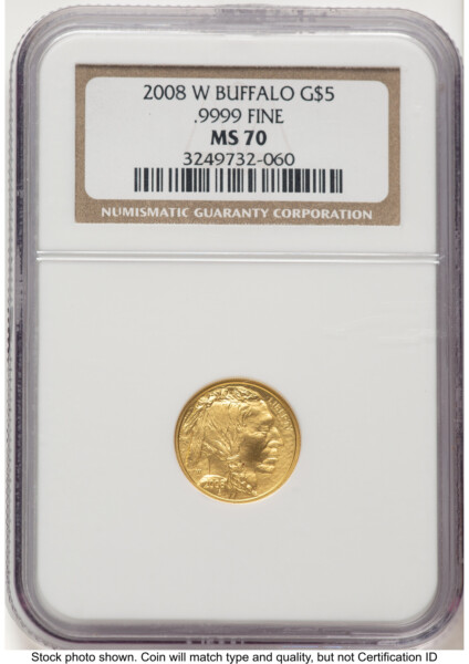 2008-W Burnished Gold Buffalo 1/10 oz Brown Label 70 NGC