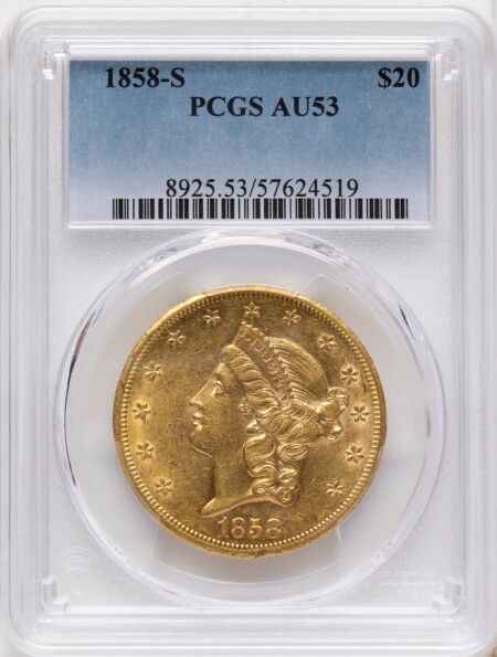 1858-S $20 53 PCGS